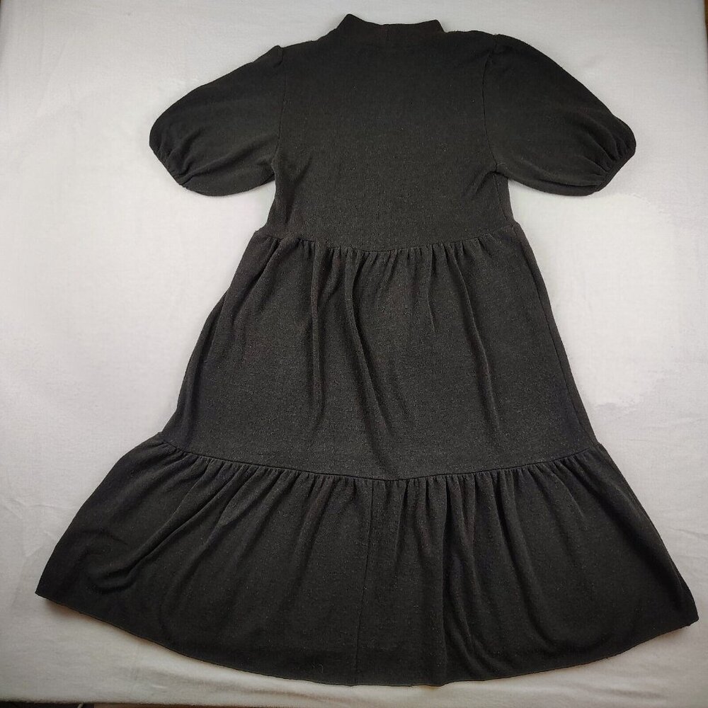 Zara Tiered Midi Dress Womens Small High Neck Puff Sleeve
